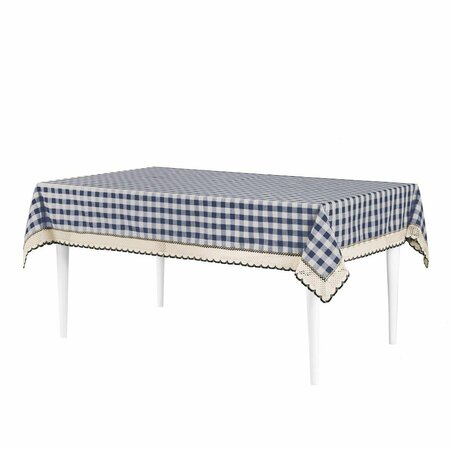 ACHIM IMPORTING Achim  60 x 84 in. Buffalo Check Rectangle Tablecloth with Macram Trim, Navy BCTC84NY24